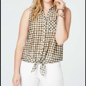 J.jill  Cotton & silk moss green sleeveless top